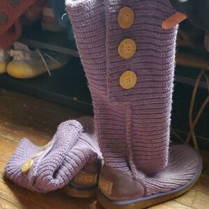 UGG Lavender Knit Boots with Bailey Buttons.  Vintage rare color